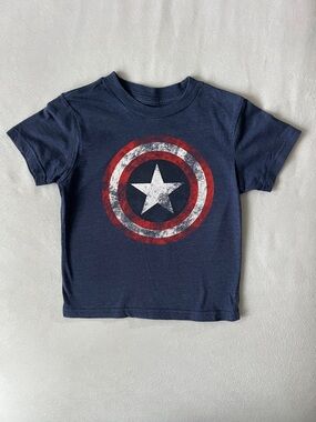 Marvel Boys Navy Short Sleeve Captain Shield Tee